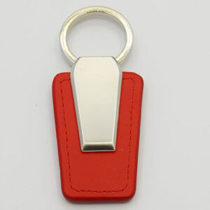 Red Leather Metal Keychain