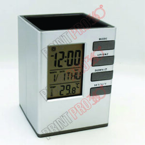 Digital Table Clock with Pen Holder